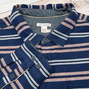 Carbon‎ 2 Cobalt Jacket Mens Sz 2XL Shacket Shirt Button Up Lined Striped Cotton